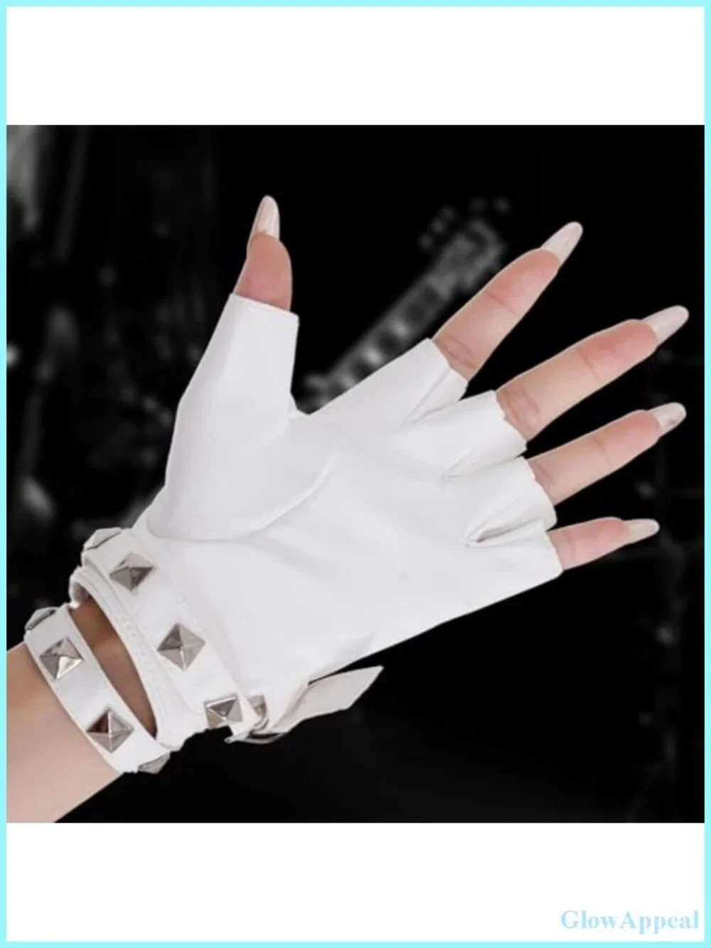 Women's Punk Rivet Half Finger PU Leather Gloves for Cosplay Performance